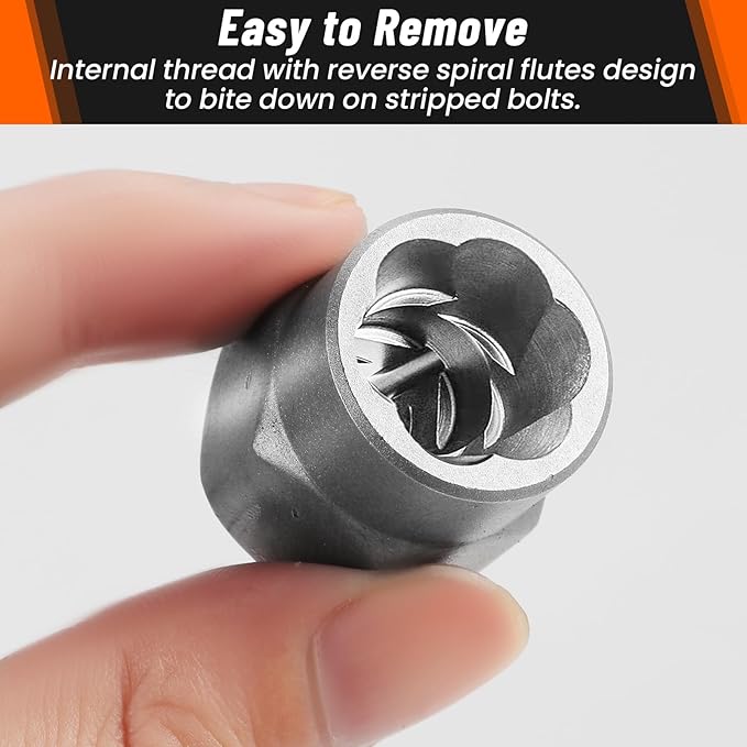 14PCS Premium Bolt Extractor Kit, Stripped Bolt Extractor Socket Set with 3/8 Inch Adapter, Easy Out Lug Nut Remover for Rusted, Rounded, Damaged Nuts Screws