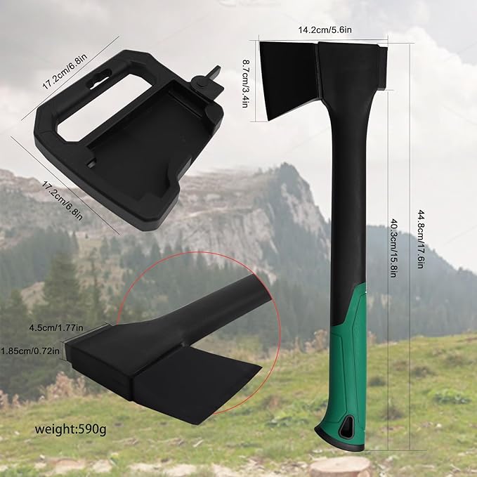 Camping Hatchet 17.6 Inch,Survival Hatchet Tactical for Wood Chopping and Kindling,Hatchet Axewith V Grind Blade, Lightweight Nylon Fiber Handle,for Outdoor Survival, Gardening, Hiking(S)