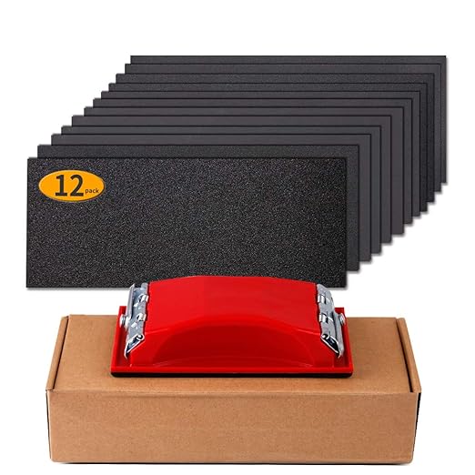 LANNEY Sand Paper, 120 to 2500 Fine Grit Sandpaper Assortment Pack with Sanding Block Sander, Wet Dry Waterproof Abrasive Sandpaper Sheets for Automotive Wood Metal Polishing Finishing, 9?3.6 Inch
