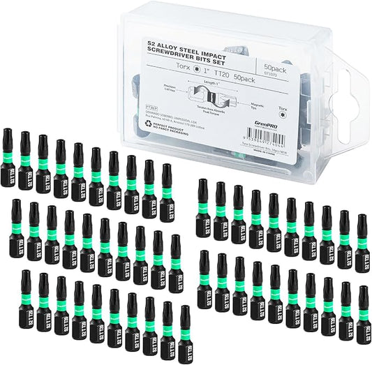 Security Bit Set,Tamper Proof Torx Bit Set,Impact Driver Bit Set,1/4??Hex-Shank S2 Steel Mini Star Bits Set,CNC Machined Tips, 1??Long 50pack (TT20) Magnetic Torque Bit Set,With Storage Box