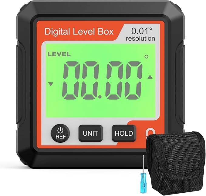 Abizarch Digital Angle Finder Magnetic Angle Gauge LCD Digital Level tool Protractor Inclinometer Level Box Backlit Portable Angle Measurement Tool Battery Operated (black+white) (Black+Red)