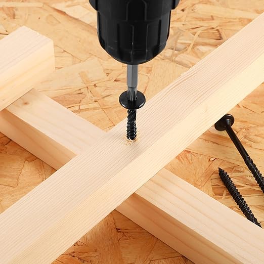 #14 x 6 Inch Outdoor Structural Wood Deck Screws (185Pcs/10lb), Carbon Steel, Black, Flat Head, Rust Resistant Epoxy Coated, T30 Star Bit