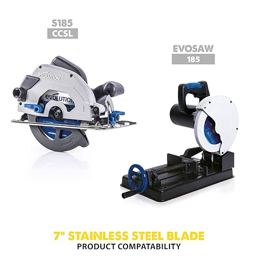 Evolution Power Tools 180BLADESS Stainless Steel Cutting Saw Blade, 7-Inch x 48-Tooth, Yellow