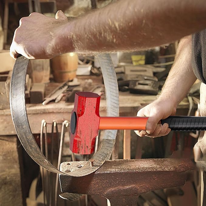 2 lb Sledge Hammer - Slug Drilling Crack Hammer - Small Sledgehammer with Forged Steel Construction & Fiberglass Handle Shock-Resistant