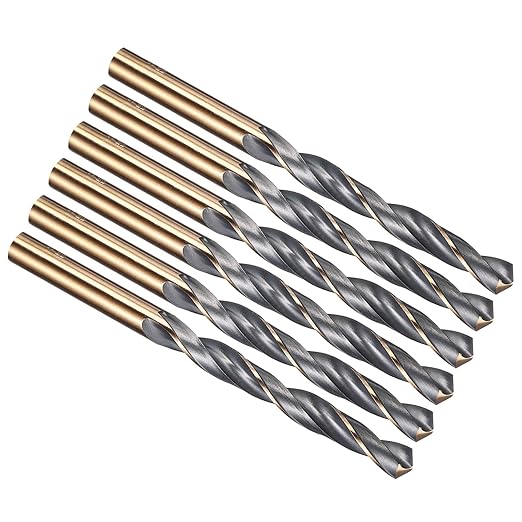 PATIKIL 8.5mm Drill Bit, Jobber Straight Shank 4341 High-Speed Steel 118째 Black and Gold Finish for Medium-Hard Metal Steel Acrylic - 6 Pack