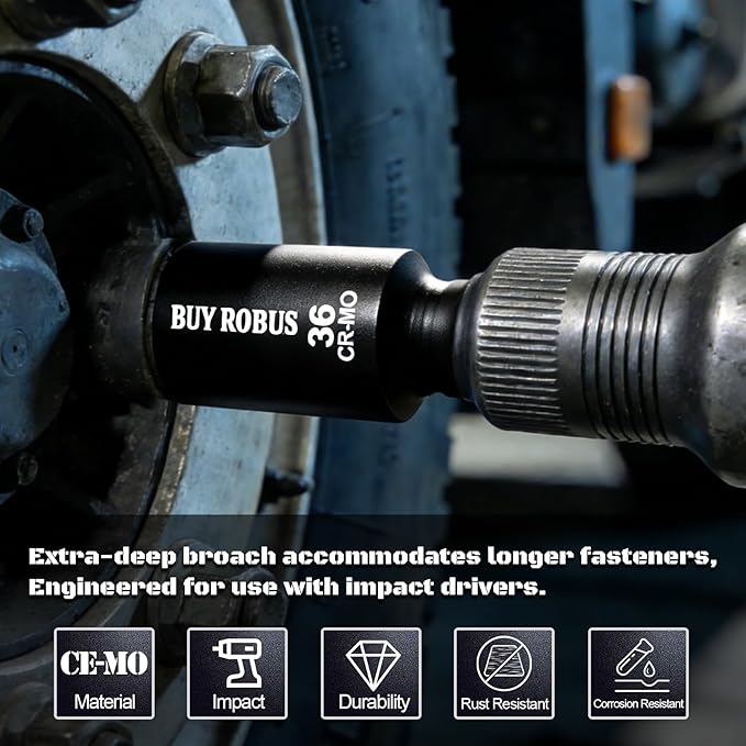 Axle Nut Impact Socket Set, 1/2" Drive Deep 12 Point 8-Piece Metric 29mm, 30mm, 32mm, 34mm, 35mm, 36mm, 38mm, 39mm Socket, Large Socket Set with Storage Case for Auto Repair, Removing