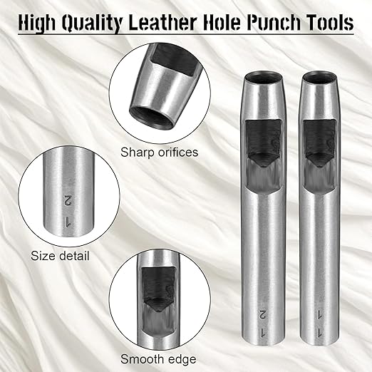 Leather Hole Punch Tool, 22pcs Circle Hole Punch Set - 0.5-12mm for Watch Bands, Belts, Canvas, Paper, Plastic, Leather Working