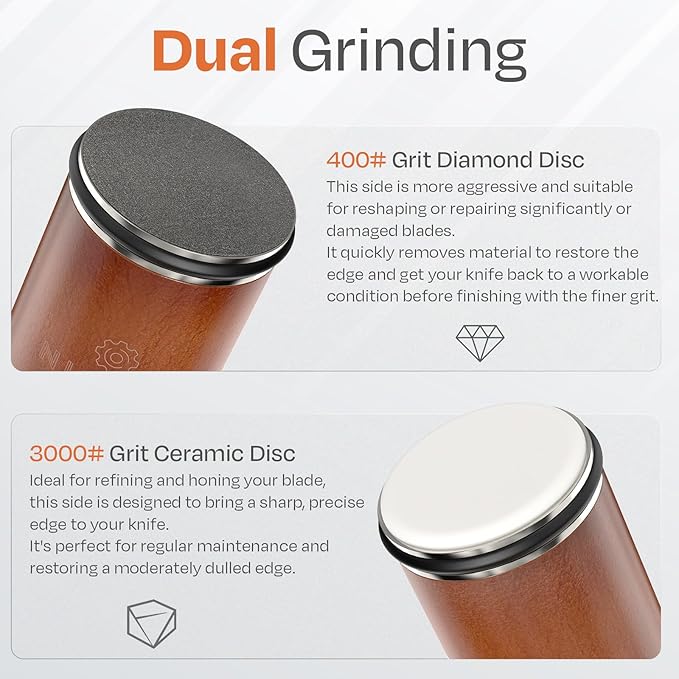 Rolling Knife Sharpener Kit with Diamond & Ceramic Sharpening System ??1000# Grit Whetstone, 15째 & 20째 Magnetic Angles, Non-Slip Base, Professional Sharpening Kit for Kitchen & All Blade Types