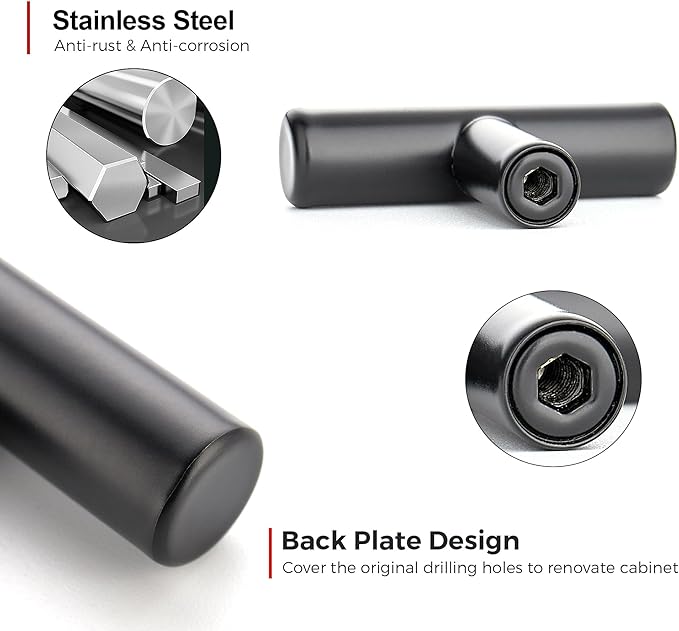 JOY DECOR 20 Pack 2 Inch Cabinet Pulls Kitchen Cabinet Handles with Single Hole Matte Black Cabinet Hardware Stainless Steel Kitchen Drawer Pulls for Cabinets Cupboard,Wardrobe