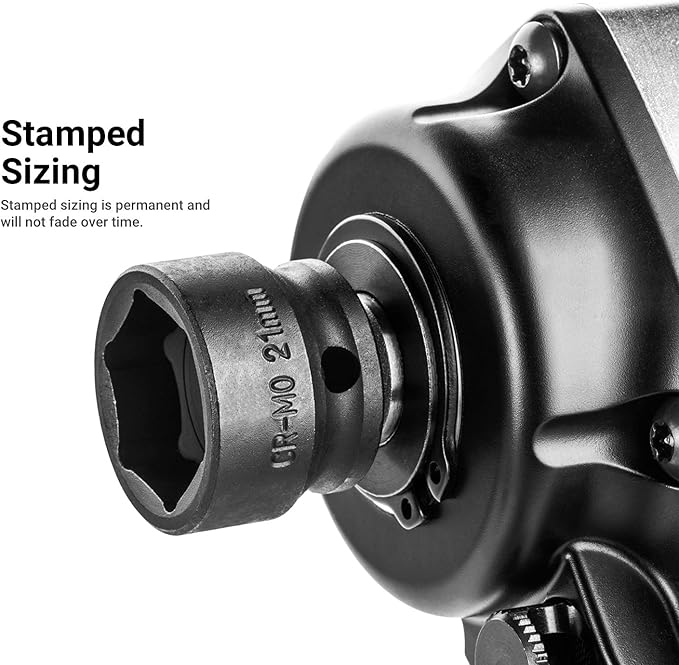 Capri Tools 21 mm Stubby Impact Socket, 1/2 in. Drive, 6-Point, Metric (CP55421)