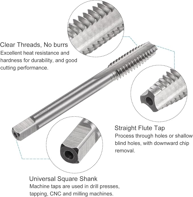 uxcell Metric Tap and Drill Bit Set, M8 x 1.5 Thread Tap & 6.5mm Black Oxide Twist Drill Bit, Straight Flute Tap Tapping Threading Repair Tool Kit