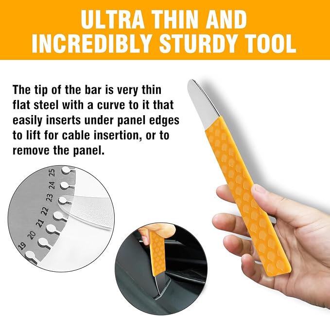 4140 Steel Pry Tool, Auto Trim Removal Tool Pry Bar for Vehicle Door Panel, Audio Radio Panel, Dashboard Repair Upholstery Tool, Pack of 1 Yellow