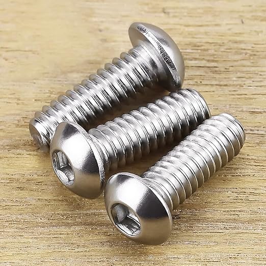 1/4-20 x 5/8" Button Head Socket Cap Bolts Screws, 304 Stainless Steel 18-8, Allen Hex Drive, Bright Finish, Fully Machine Thread, Pack of 30