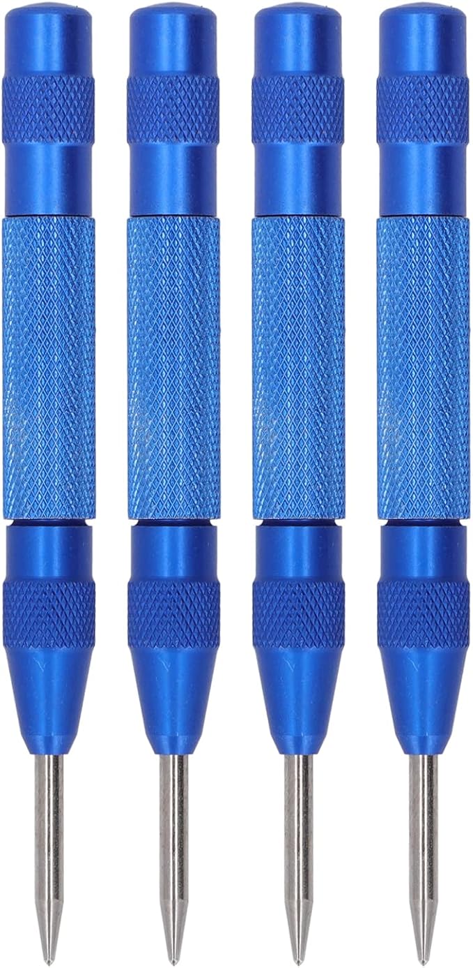 Center Punch, 4Pcs 5inches Center Punch Automatic High Speed Steel Tool Set Kit for Furniture Installation Machine Maintenance (Blue)