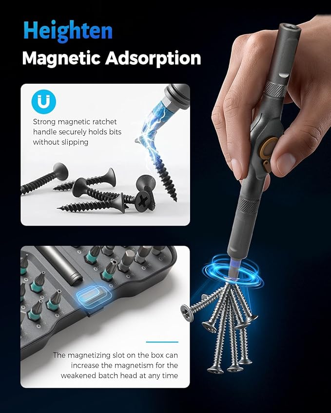 24-in-1 Magnetic Ratchet Screwdriver Set, 2025 Upgraded Multifunction Ratchet Screwdriver Tool with Removable T Handle, 24 in 1 Ratchet Allen Wrench Set for DIY Home Computer Bicycle Repair