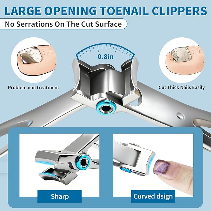 Professional Ingrown Toenail Tools 7-Piece Set ??360째 Rotating Nail Clipper, Toenail Lifter & Wide Opening Nipper | Podiatrist-Recommended Foot Care Kit for Thick & Ingrown Nails
