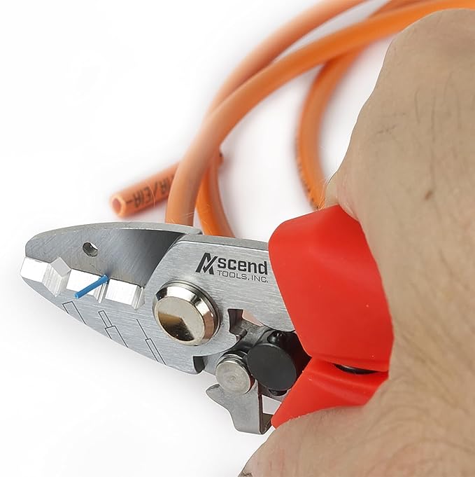 Ascend Tools 5.5 inch Three Hole Fiber Optic Stripper for Cable Splicing, Cable Preparation, Stripping Jacket, Buffer and Cladding from Fiber Core