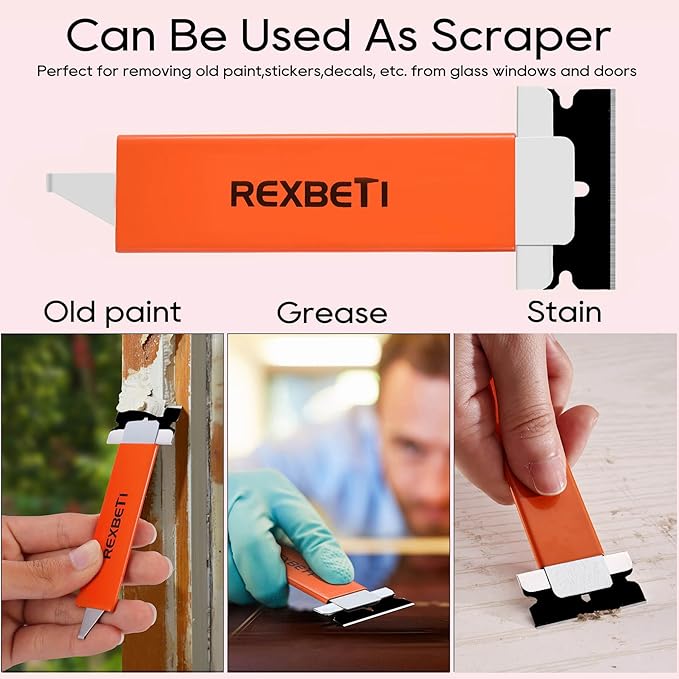 REXBETI 12 Pack Box Cutter, Retractable Cardboard Cutter, Razor Blade Scraper, Handy Box Opener, More Sharp Single Edge Razor Blade Box Cutter Set for Packages Papers and Boxes, Antirust Utility Knife
