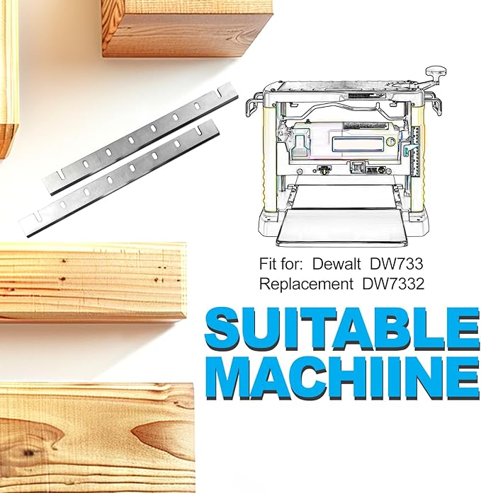 Planer Blades Knives HSS for DeWalt DW733 DW7332 Thickness Planers with 12.5 Inches Replacement Heat Treated 1 Set (2 pcs)