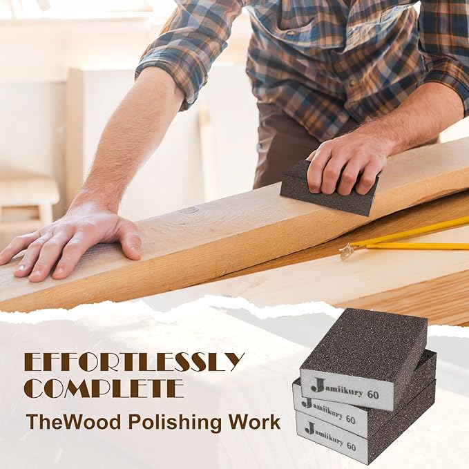 8pcs Sanding Blocks Assortment Kit, Sponge Sand Block Washable and Reusable, Wet & Dry Sandpaper Block - 36/60/80/150 Grit x 1pcs, 120/220 Grit x 2pcs