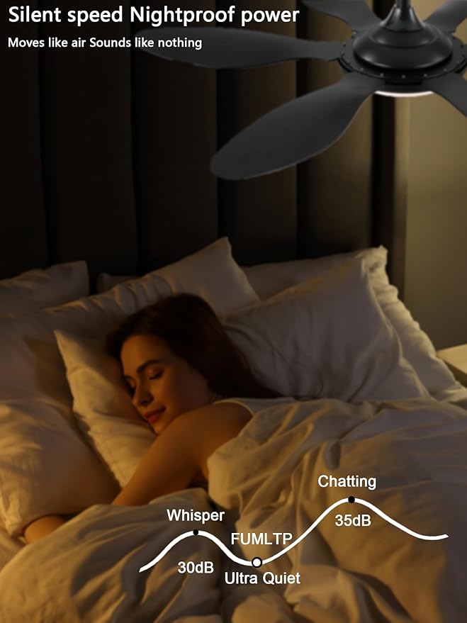Ceiling Fans with Lights, 51 Inch Ceiling Fan with Light and Remote Control, Reversible, 3CCT, Dimmable, Noiseless, LED Black Ceiling Fan for Bedroom, Living Room, Indoor/Outdoor Use