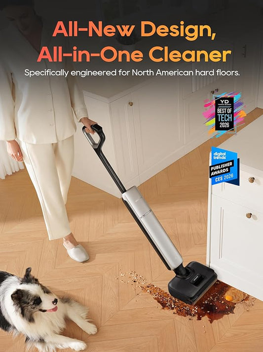 DREAME Aero Pro Cordless Vacuum Mop, Ultra-Slim with Hot Self-Cleaning/Self-Drying, 0 Hair Tangle, 60min Extended Runtime, Wet Dry Vacuum Pick-up & Mop at The Same Time