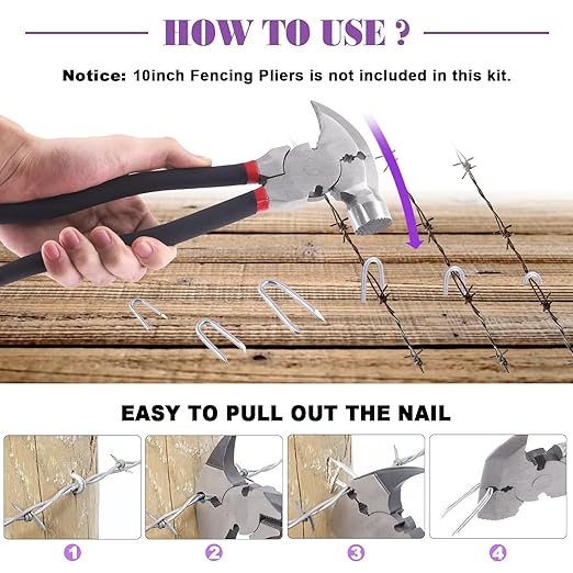 Swpeet 200Pcs 3/2" - 0.16"횞1.57" Steel Wire Staples, Concrete Metal Wire Twisting Fence Tool, Fence Staple Nails, U Shaped Nails for Fencing, Wire Mesh and Woven Fencing