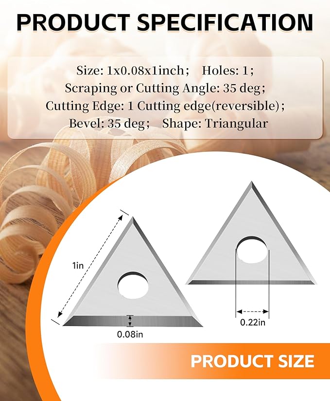 Paint Scraper Blade 1" Triple-Edge Triangle Carbide, 10Pcs Double-Edged Reversible Replacement Blades, Fit for 1in Scraper, for Removing Paint, Glue, Varnish and Rust