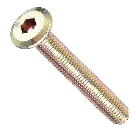 METALLIXITY Flat Head Hex Socket Cap Screws Bolts(M6-1x45) 10Pcs, Steel Hex Socket Furniture Bolts Screws - for Furniture Woodworking Project, Yellow
