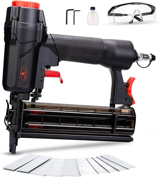 AEROPRO Tools Pneumatic Brad Nailer, 18 Gauge 2 in 1 Air Brad Nail Gun and Staple Gun with 1000pcs Nails for Upholstery, DIY Project, Woodworking