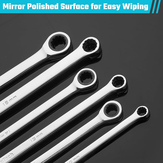 DURATECH 17mm Extra Long Ratcheting Wrench, Metric, CR-V Steel