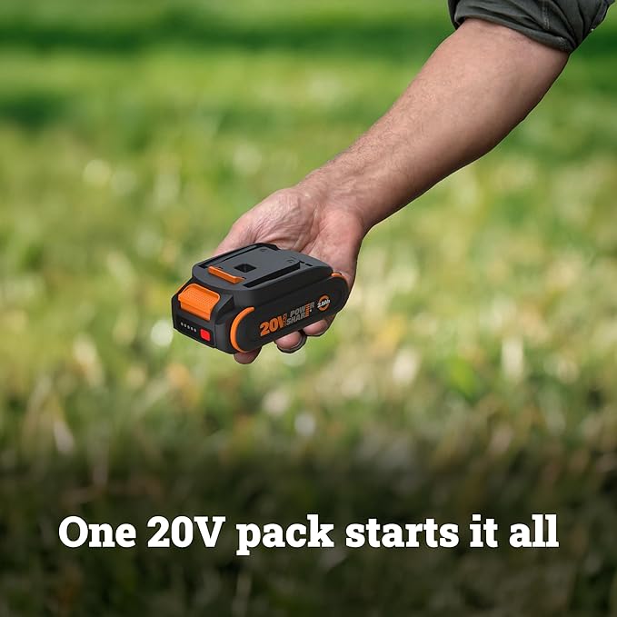 WORX Brad Nailer Cordless, 20V 18 ga Brushless Nail Gun Cordless, High Driving Power, Up to 2-⅛" into Hardwood, Narrow Nose, 3 LEDs, 3000 Nails & 20V 2.0 Ah Battery and Charger Included, PowerShare