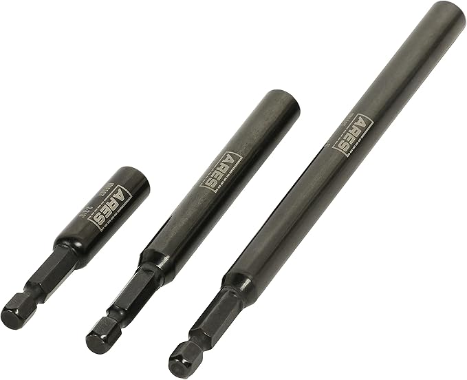 ARES 22030 ??3-Piece Magnetic Bit Holder Set ??1/4-Inch Hex Shank for Use with Power Drills and Drivers ??Magnet Securely Holds Bits in Place ??Includes 2.5-Inch, 4-Inch, and 6-Inch Lengths