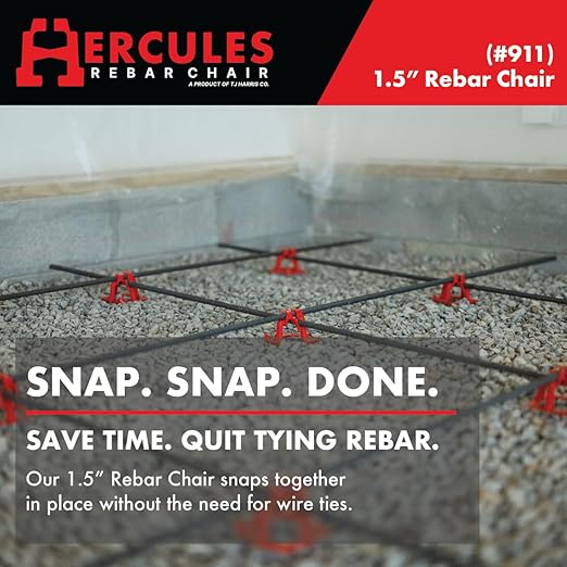 Hercules Plastic 1-1/2" Rebar Chair - (50 Count) Superior Strength & Quality Concrete Snap Rebar Chair For #4 Rebar (50, 1.5??Rebar Chair)