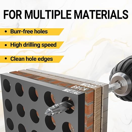 CATITO Multi-Tooth Concrete Drill Bit Set - 10PCS, Multi-Tooth Masonry Drill Bit, Carbide Tipped, Hexagonal Shank Drill bit, Glass, Brick, Ceramics, Plastic and Wood