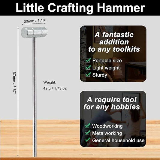 Small Crafting Hammer, Lightweight Hammer Tool for Making Ring, Jewelry, Watch Band, Leather, Little Mallet for Home Project