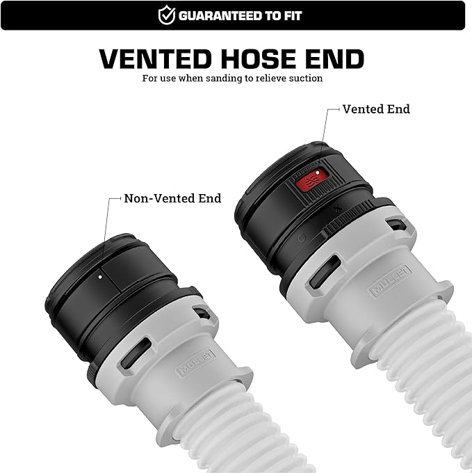 Mullet Tools FitsAll Shop Vac & Power Tool Hose Kit - 8 Dust Port Bushings, Translucent Shop Vacuum Hose, 10ft Hose, 1.25-inch diameter, Kink and Crush Resistant