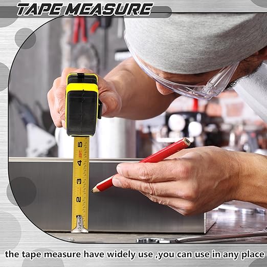 Youyole 10 Pack Tape Measure with Fractions 1/8 Steel Measuring Tape Retractable Easy Read Measurement Ruler Steel Power Blade (25 ft X 1 in,Yellow)