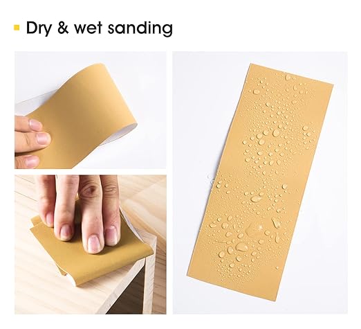 S SATC 400 Grit Sandpaper Roll Self Adhesive Backed Sandpaper 1 Roll Long PSA Sander Paper Roll Aluminum Oxide Gold Sandpaper for Automotive and Woodworking