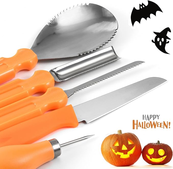 Kuaima Professional Pumpkin Carving Tools Set - Stainless Steel Carving Knife (5PCS)