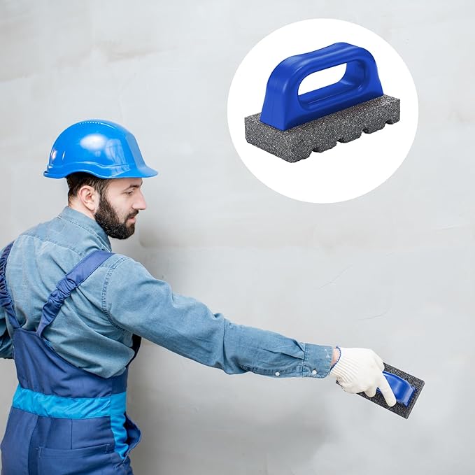 Wenqik 4 Pcs Rub Brick with Handle Concrete 20 Grit Masonry Tools Smoothing Cleaning Removing Marks Tool (Blue)