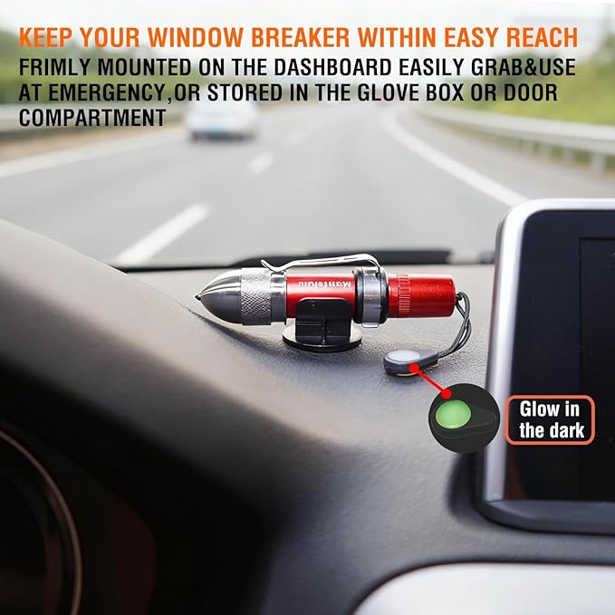 Car Glass Breaking and Seatbelt Cutter Emergency Escape Tool竊?-in-1 Safety Hammer and Spring-Loaded Window Breaker Underwater for Life-Saving