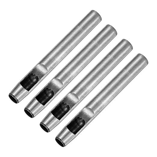 9MM Leather Hole Punch Tool [4PCS] - Metal Round Belt Hole Puncher Use for Leather Working & Belts & Watch Band & Paper & Plastic - [Silver Tone] Round Hollow Tools