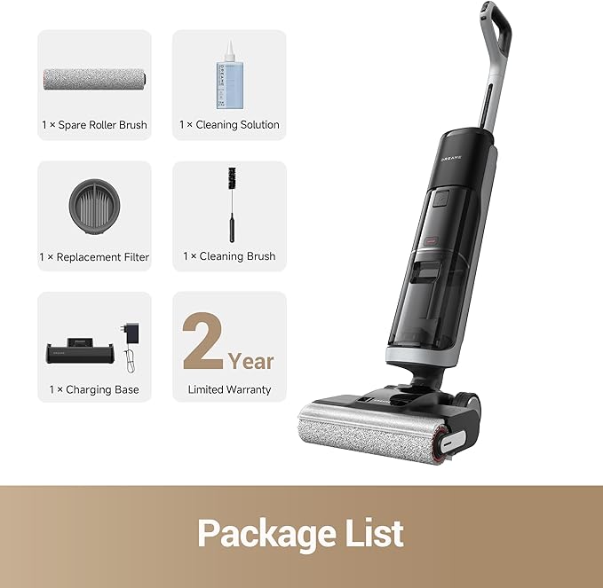 DREAME H14 Pro Wet Dry Vacuum Cleaner, 180째 Lie-Flat Vacuum Mop, 140째F Washing and Fast Hot Air Drying, Powerful 18kPa Suction Floor Cleaner Machine, Easy GlideWheel Movement, Smart App Control