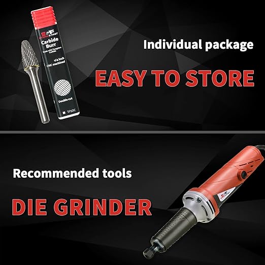 S&F STEAD & FAST Carbide Burr with 쩌??Shank 쩍??Cutter Dia 1??Length, Professional Grade Tungsten File, Die Grinder Bit for Electric or Air Die Grinder, Tree Round Nose, Grinding Burr bit for Metals