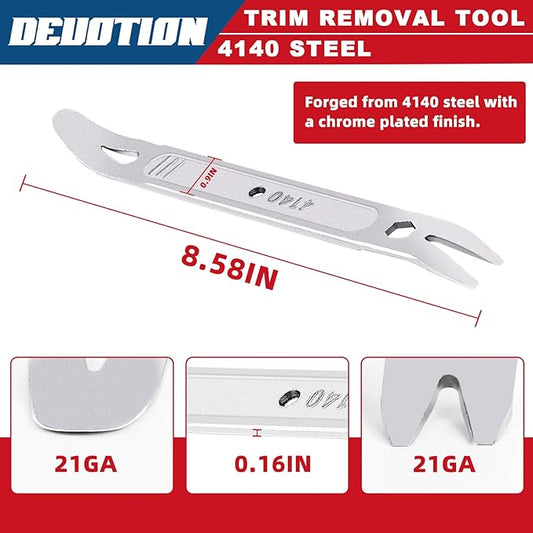 Dual Head 4140 Pry Tool, Pry Bar Trim Removal Tool, Pry Tool, Car Trim Removal Tool Kit, Trim Removal Tool Kit, Panel Removal Interior Trim Removal Kit, Automotive Tools