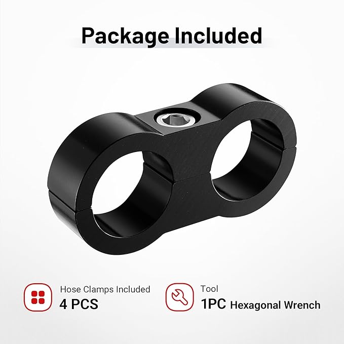 EVIL ENERGY 10AN Hose Separator Clamp, AN10 Fuel Line Mounting Clamp Aluminum Black 4PCS