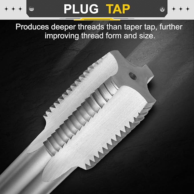 uxcell Hand Plug Tap M46 x 4.5 H2 Metric Thread Plug Style Taps Straight Flute Screw Tapping Threading Tool High Speed Steel HSS6542