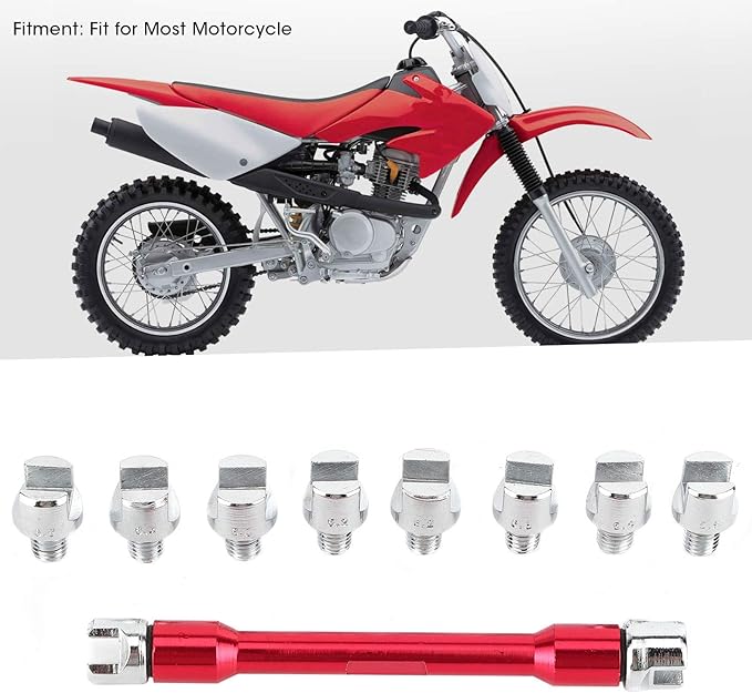 Watris Veiyi Motorcycle Spoke Wrench, 5.0-6.8mm, for Most Motorbikes (Red)