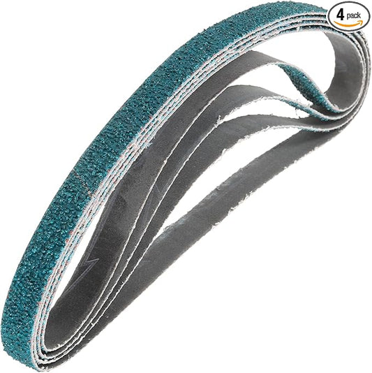 HARFINGTON 3/8 x 21 Inch Sanding Belts, 4 Pcs 40 Grit Zirconia Abrasive Belt Sander File Belt for Woodworking, Metal Polishing, Knife Sharpener